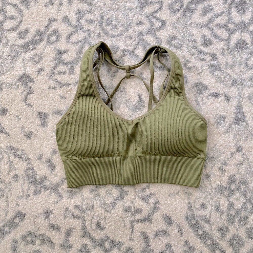 NVGTN galaxy sports bra in khaki green
